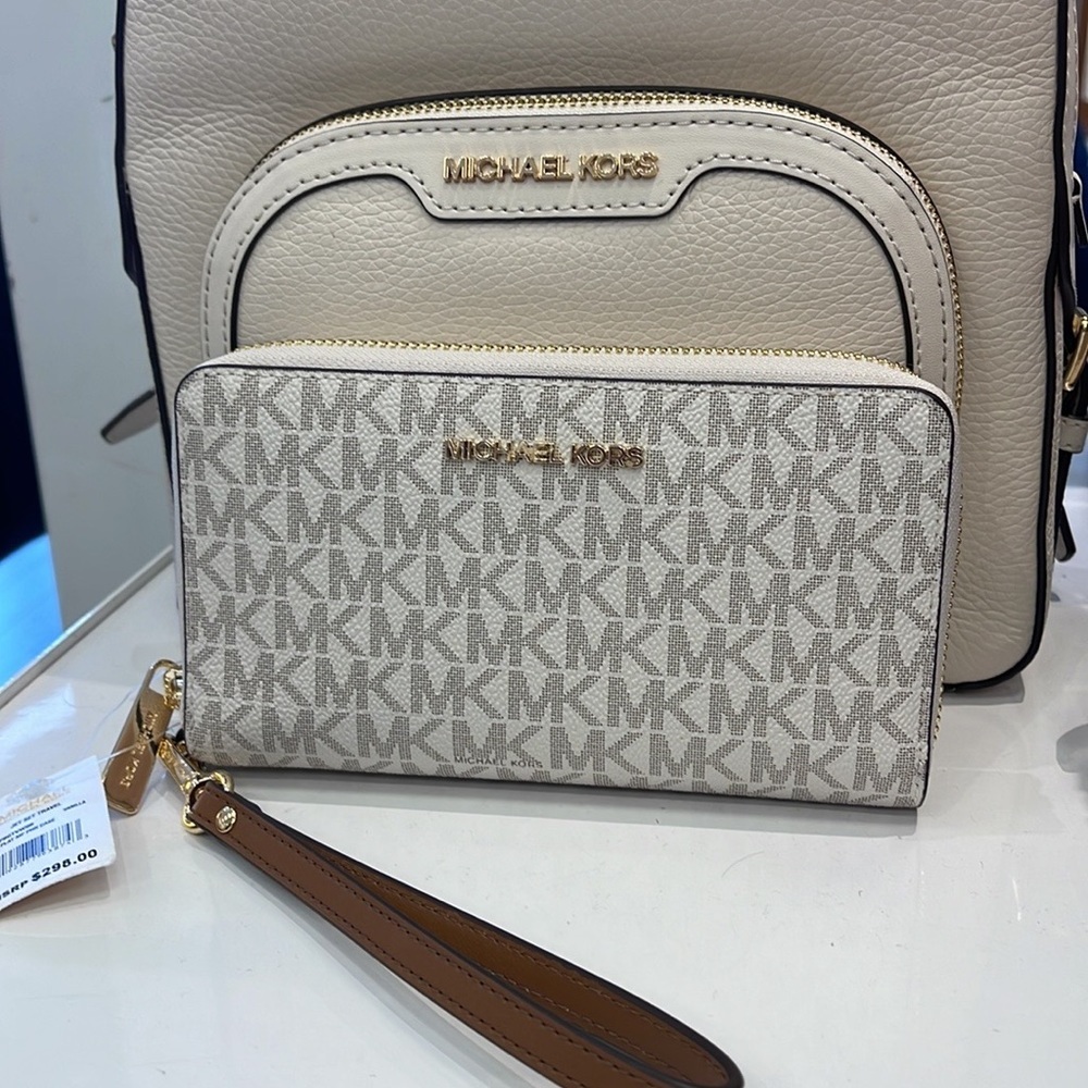Michael Kors MK Signature Large Flat Multi-Function Phone Case Wallet Wristlet - Picture 1 of 16
